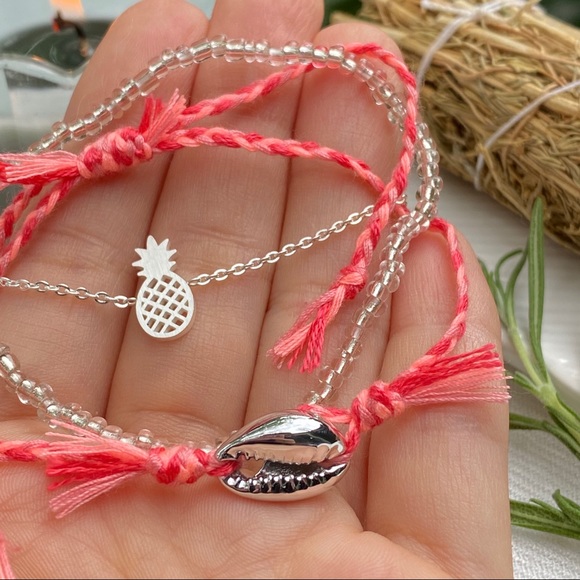Urban Outfitters Jewelry - NEW Pineapple Macramé Bracelet Bundle Shell Summer